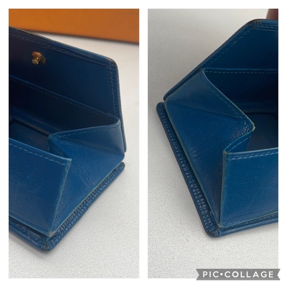 Authentic Louis Vuitton Epi Porte Monnaie Boite Blue Leather Coin Purse Wallet - Picture 11 of 13